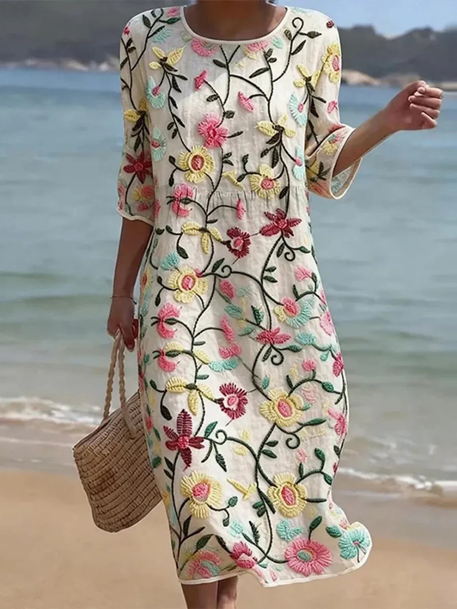 Erica | Elegant Multicolour Floral Dress