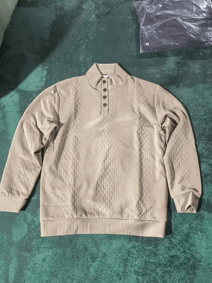 Ronan | Stand Collar Button Henley Jumper