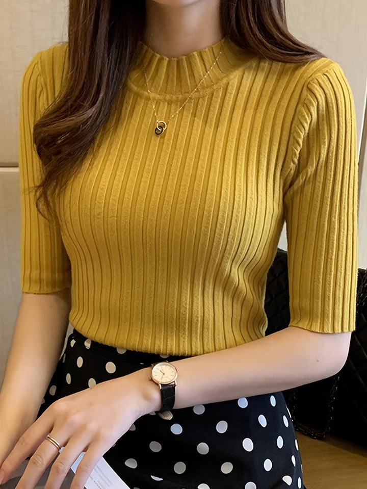 Verity | Ribbed Mock-Neck Top