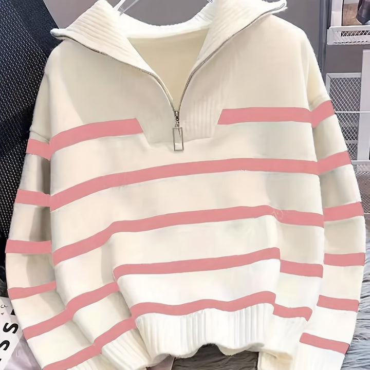 Sabina | Striped Quarter-Zip Jumper