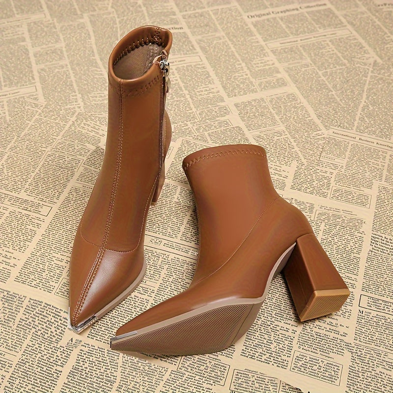Josephine | Pointed-Toe Chunky Heel Ankle Boots