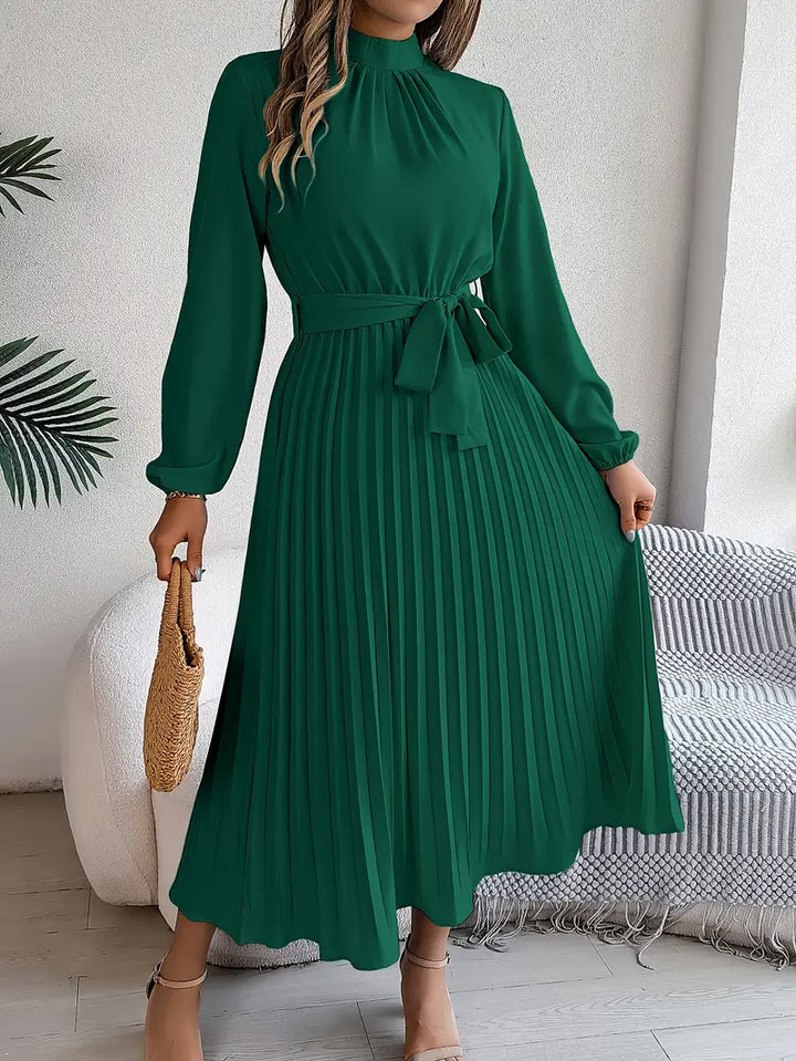 Isabelle | Long-Sleeve Belted Waist Midi Dress