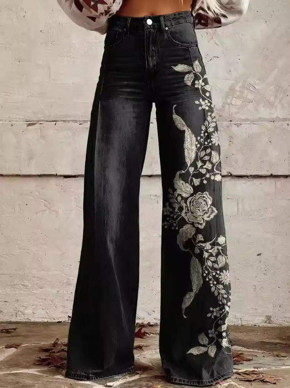 Tiffany | Elegant Bohemian Floral Trousers