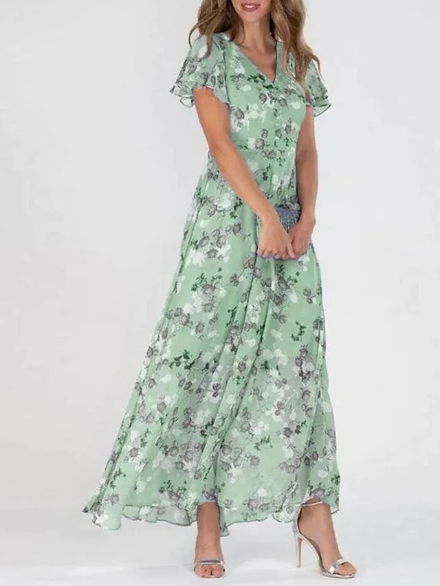 Lilia | Elegant Floral Short Sleeve Dress