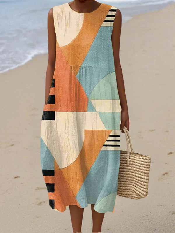 Sarah | Stylish Geometric Midi Dress