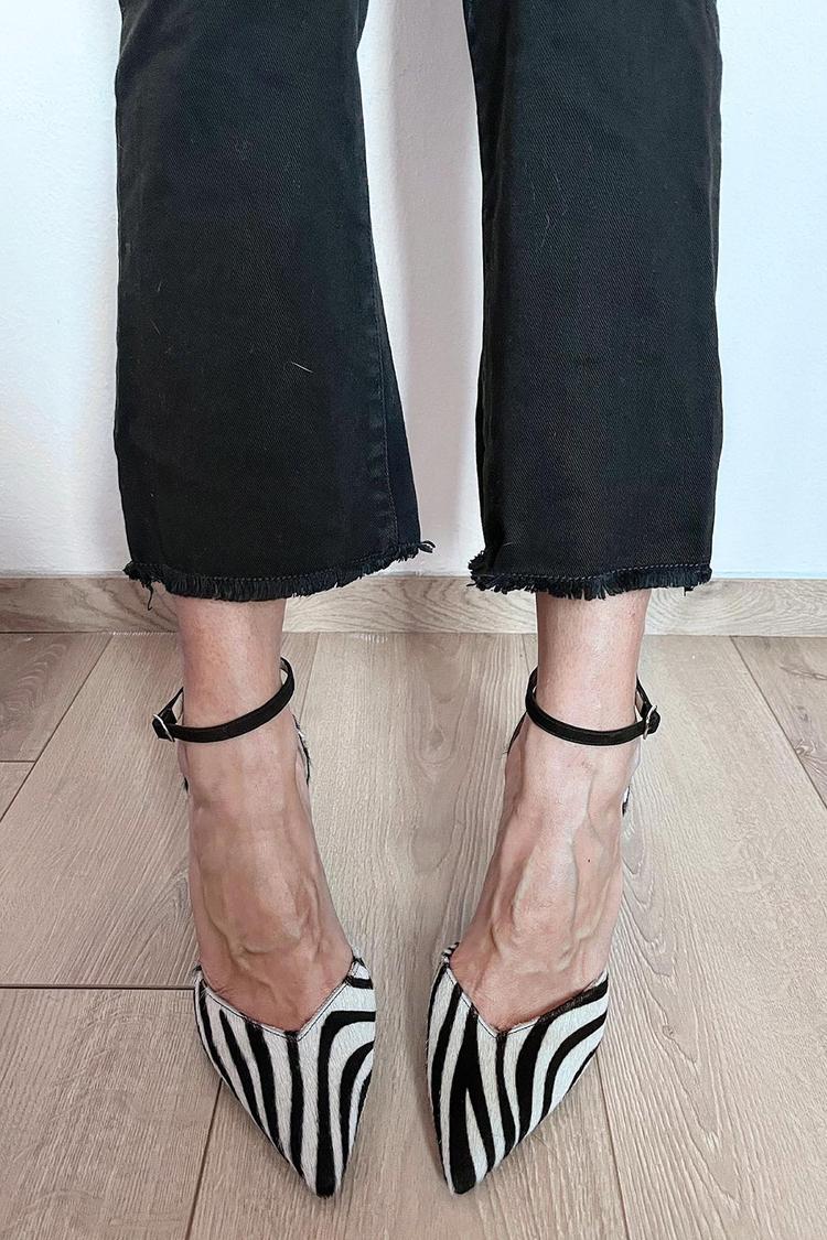 Quinn | Zebra Print Ankle Strap Heels
