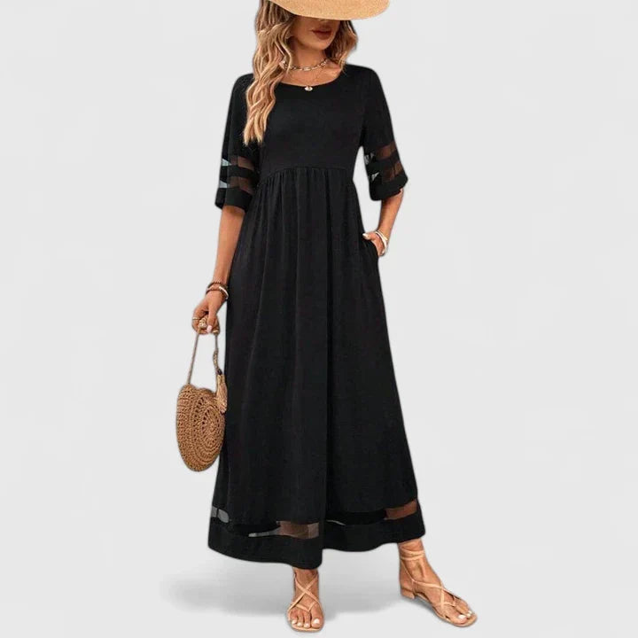 Portia | Elegant Round Neck Mid Sleeve Dress