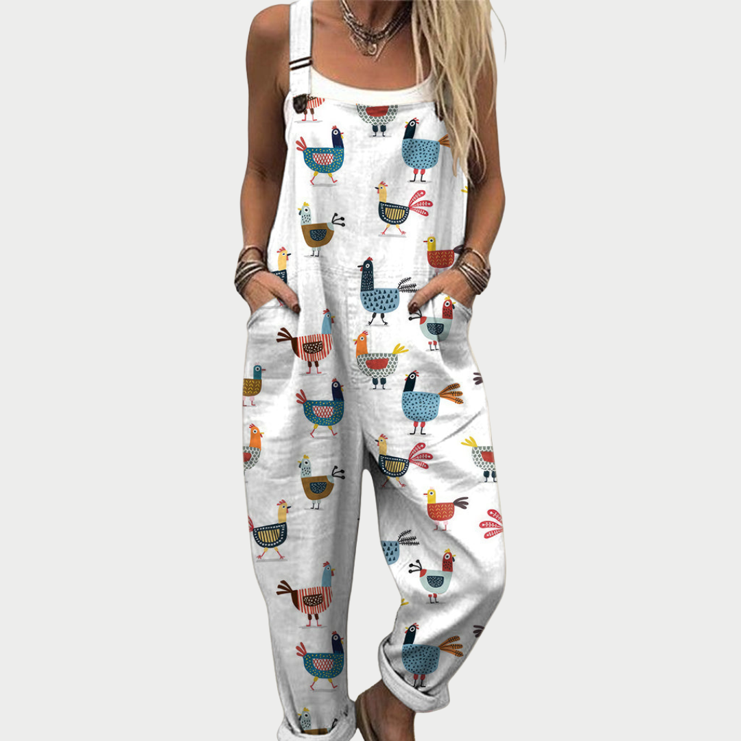 Doris | Comfortable Chicken Art Jumpsuit
