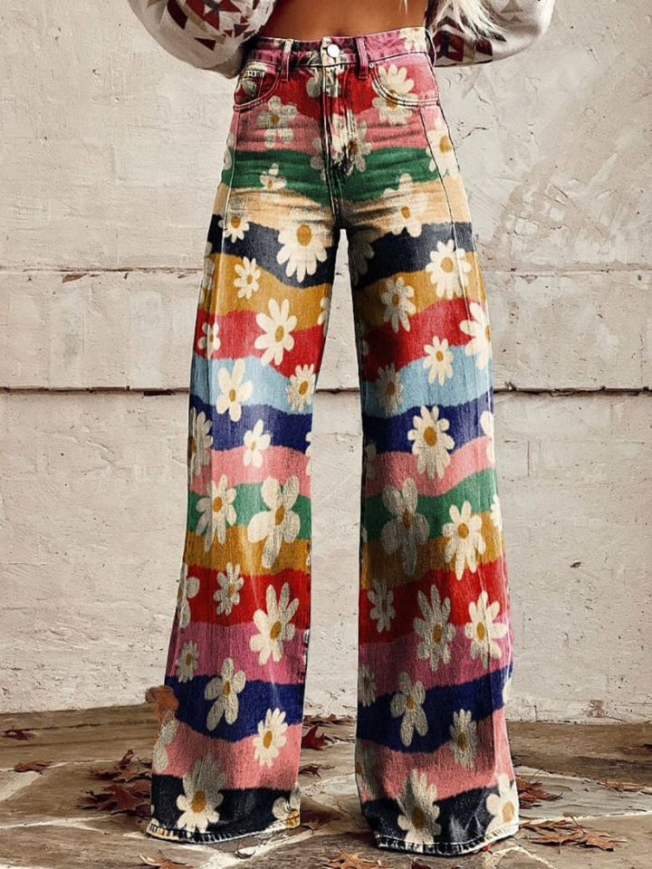 Cynthia | Elegant Multicolour Floral Trousers
