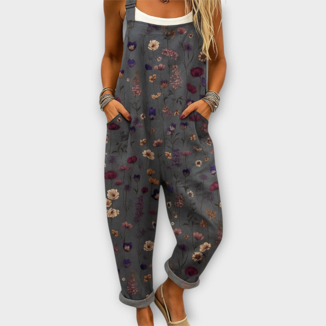Noelle | Retro Elegant Floral Print Jumpsuit
