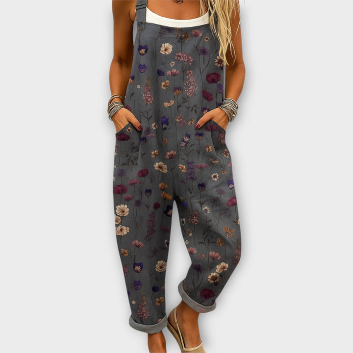 Noelle | Retro Elegant Floral Print Jumpsuit
