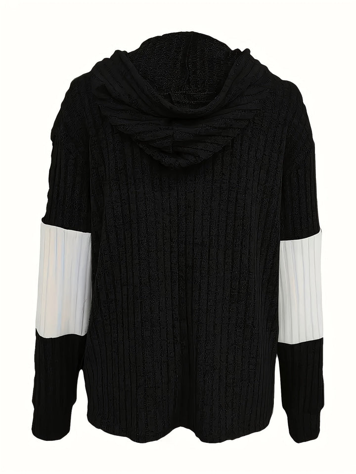 Cecilia | Textured Colour-Block Hooded Jacket