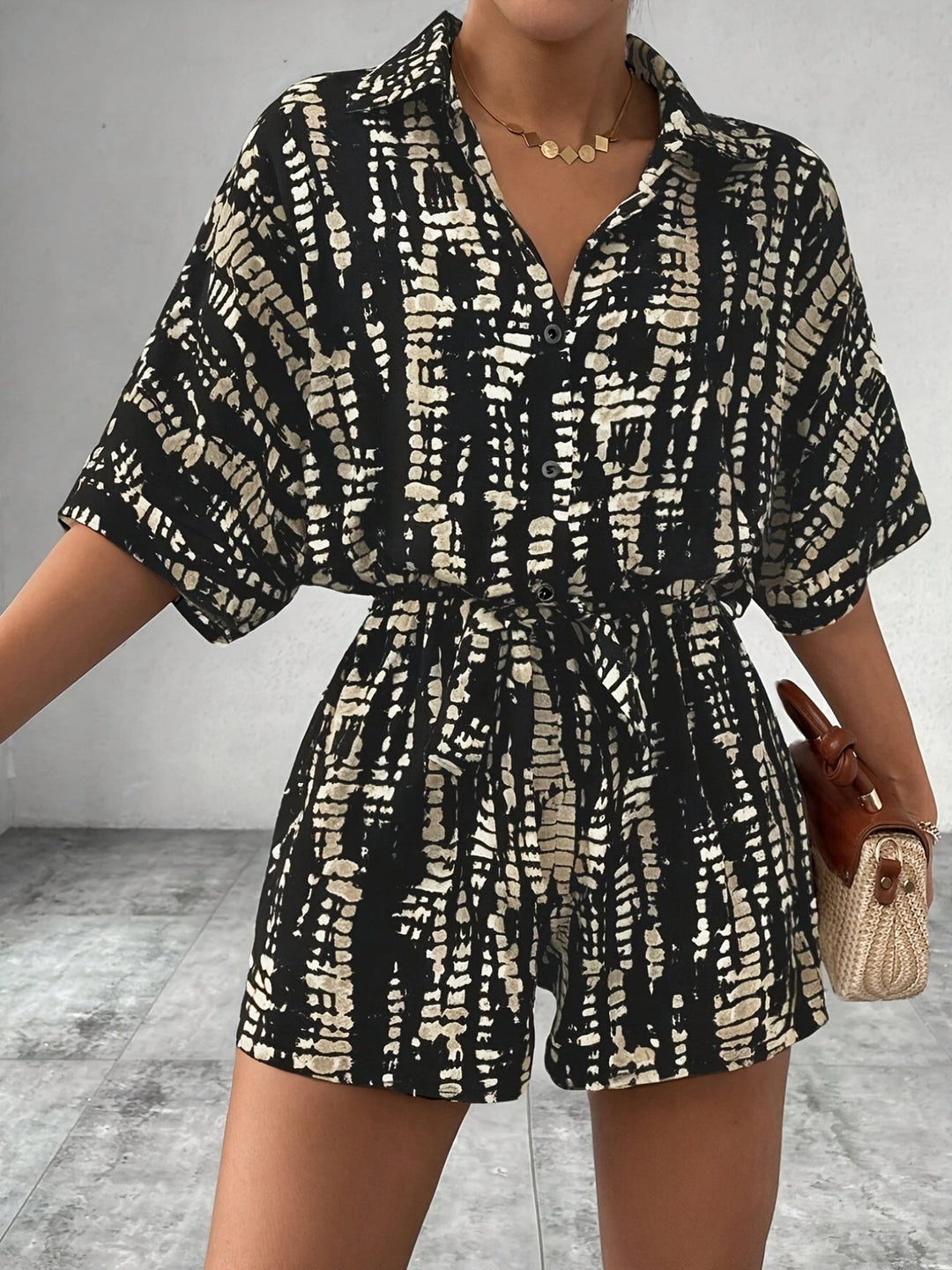 Renata | Belted Striped Romper