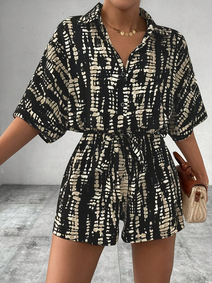 Renata | Belted Striped Romper
