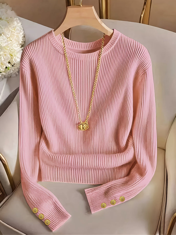 Gretchen | Ribbed Button-Cuff Jumper