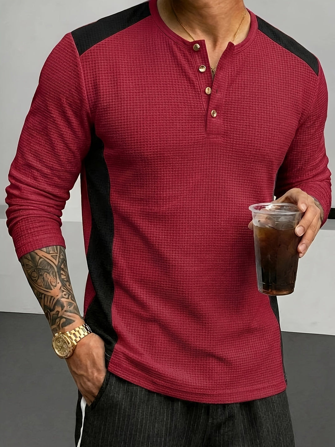 Curtis | Textured Long-Sleeve Henley