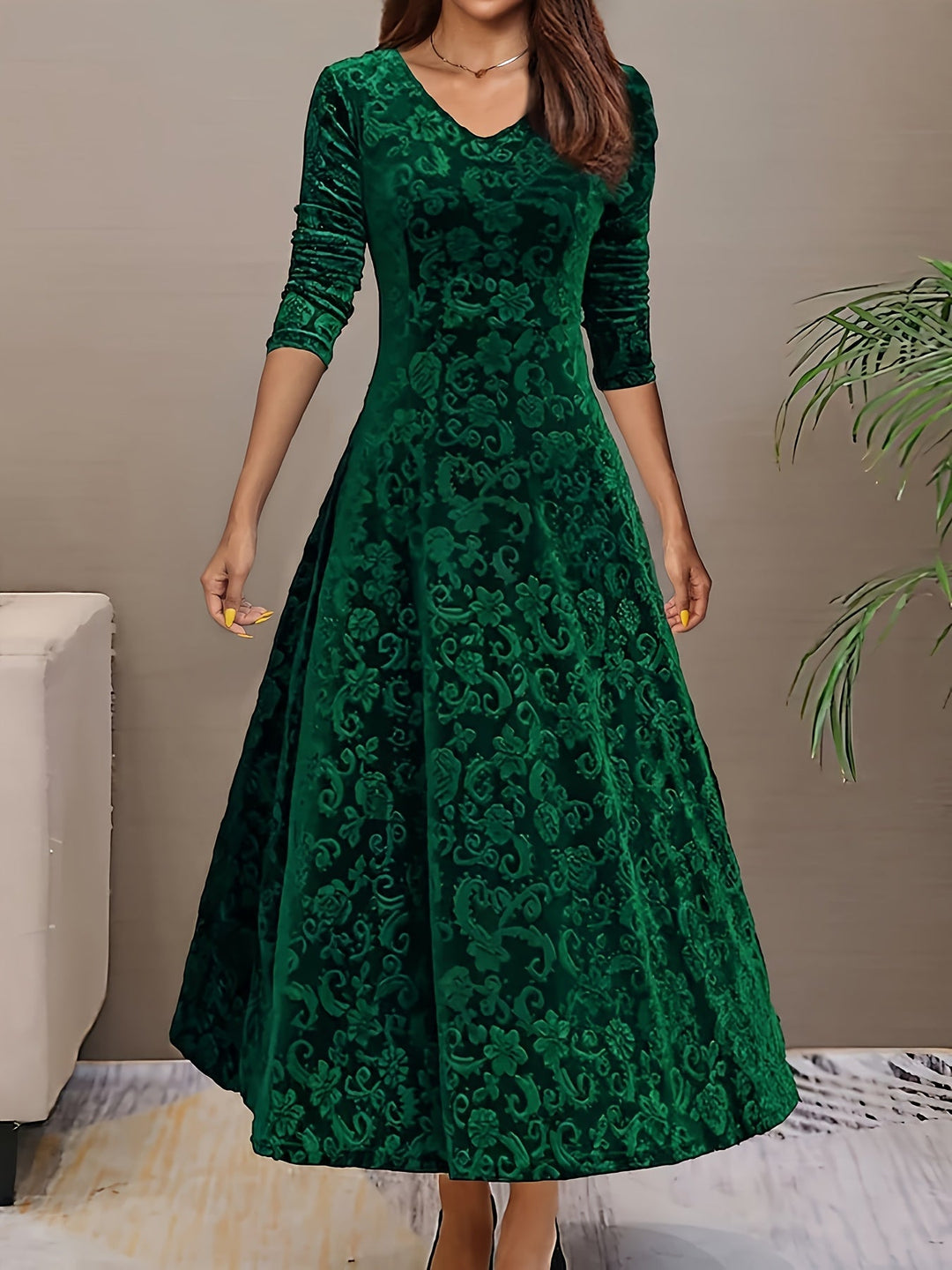 Adeline | Elegant Long-Sleeve Midi Dress