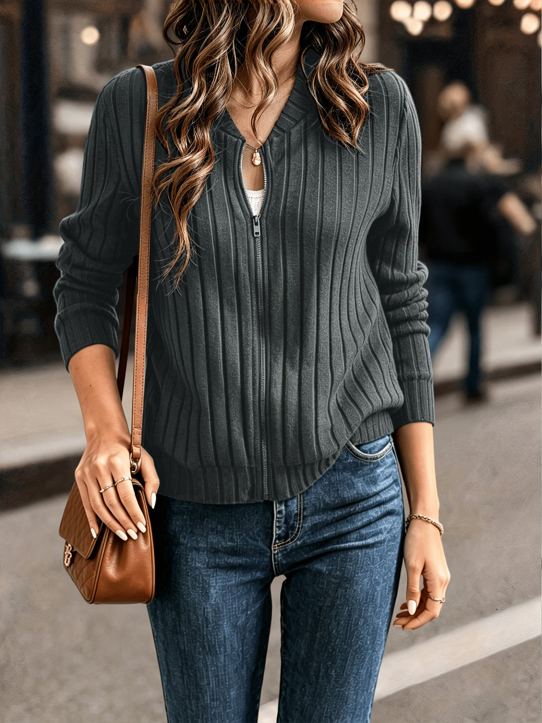 Blair | Ribbed Zip-Front Jacket