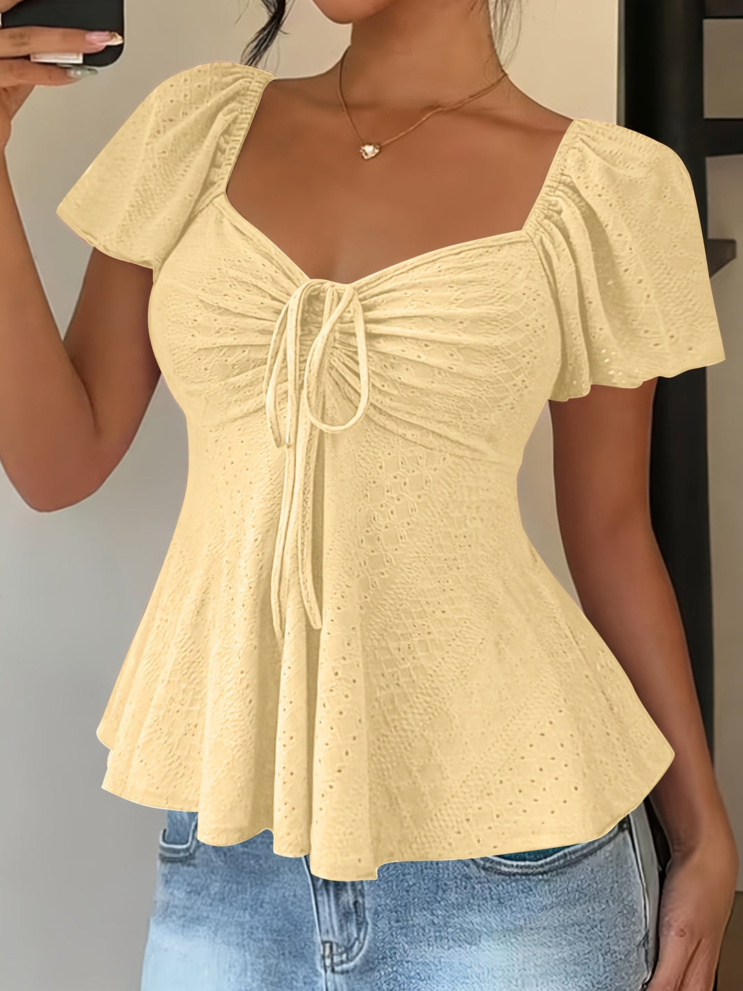 Josephine | Flutter-Sleeve Peplum Top
