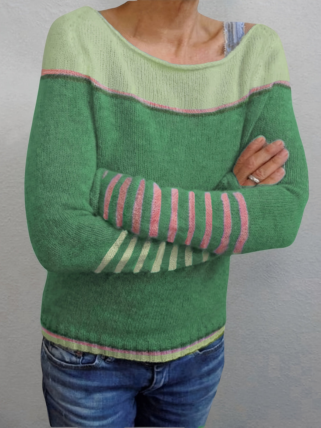 Francesca | colour-Block Boat Neck Jumper