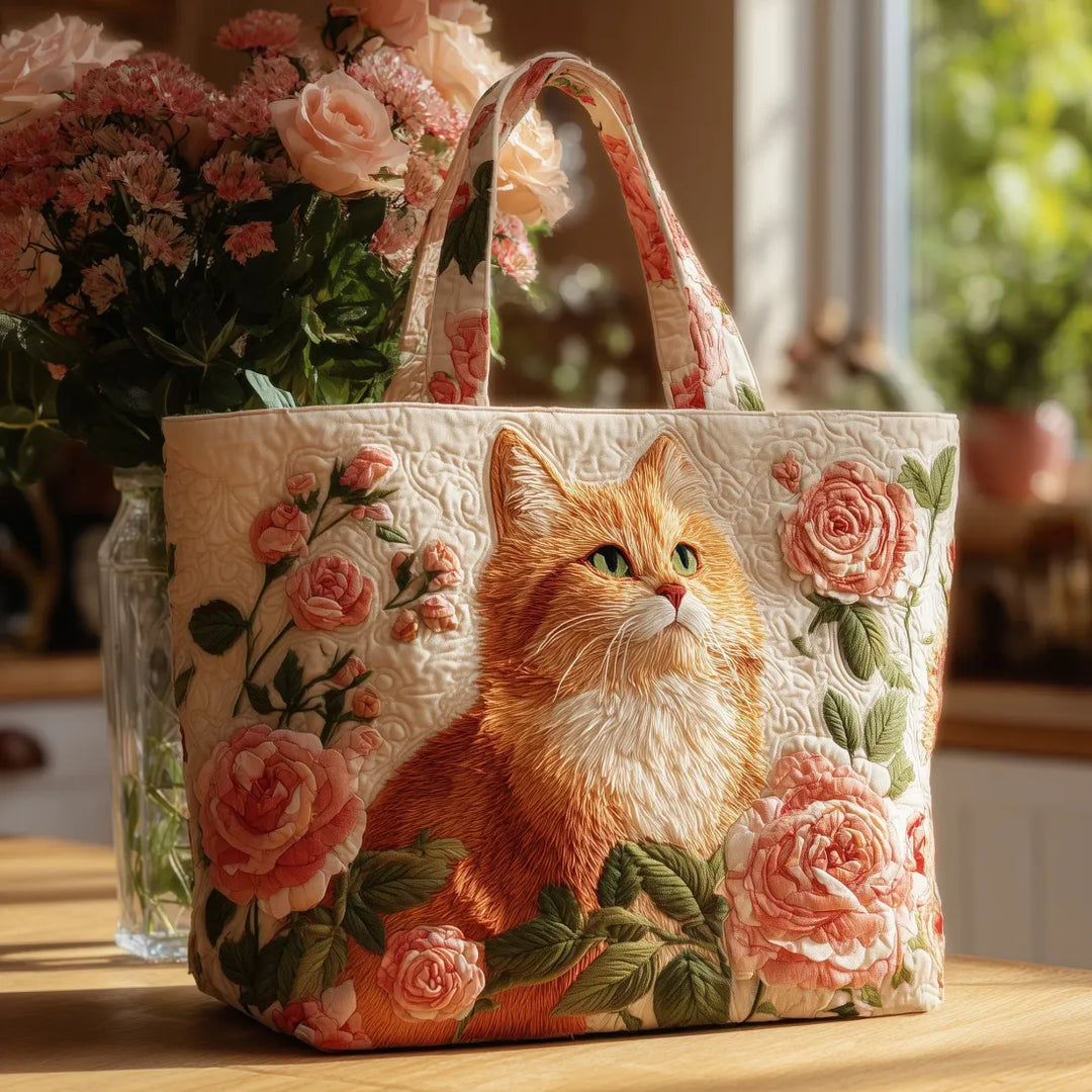 Rachel | Multicolour Rose Cat Art Tote Bag