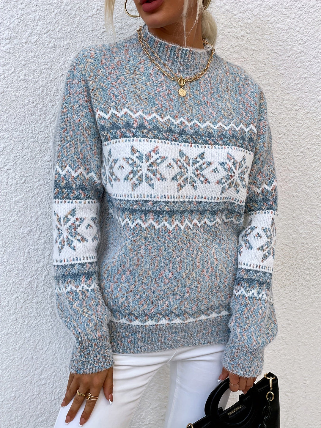 Tamsin | Cozy Snowflake Mock-Neck Jumper