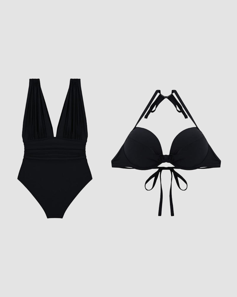 Laura | Trendy Deep V-Neck Shaping Swimsuit