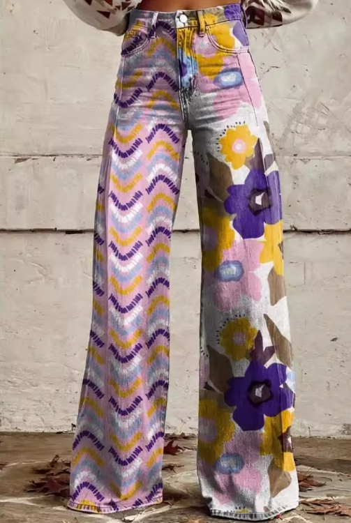 Isadora | Stylish Multicolour Boho Flower Trousers