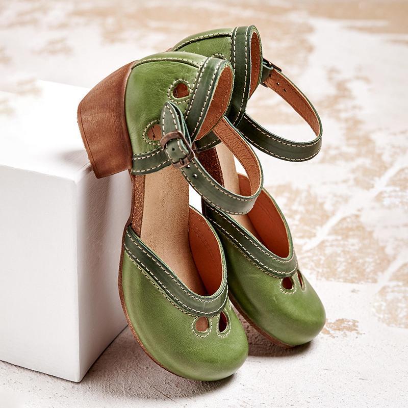 Felicity | Comfort Low-Heel T-Strap Sandals