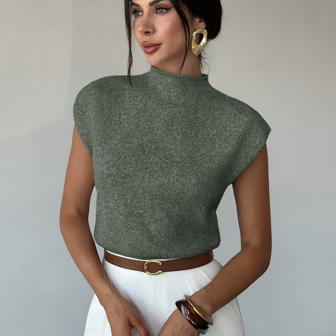 Claudia | Mock Neck Sleeveless Jumper Vest