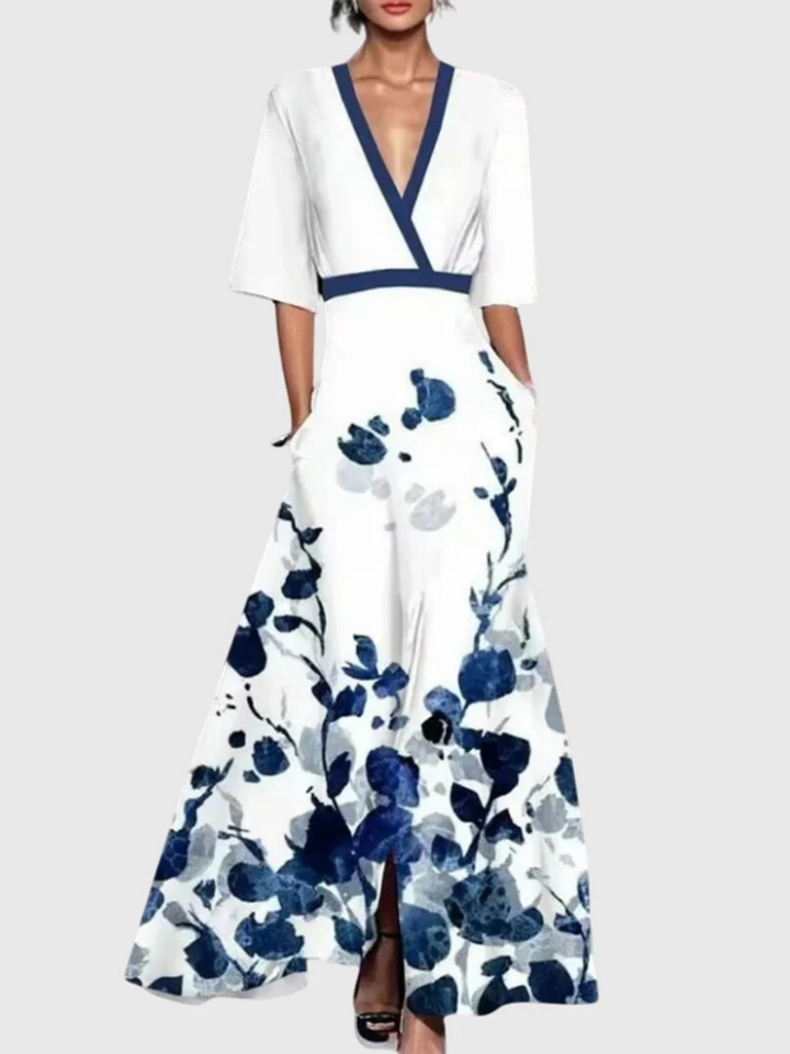 Candice | Elegant Floral Spring V-Neck Dress