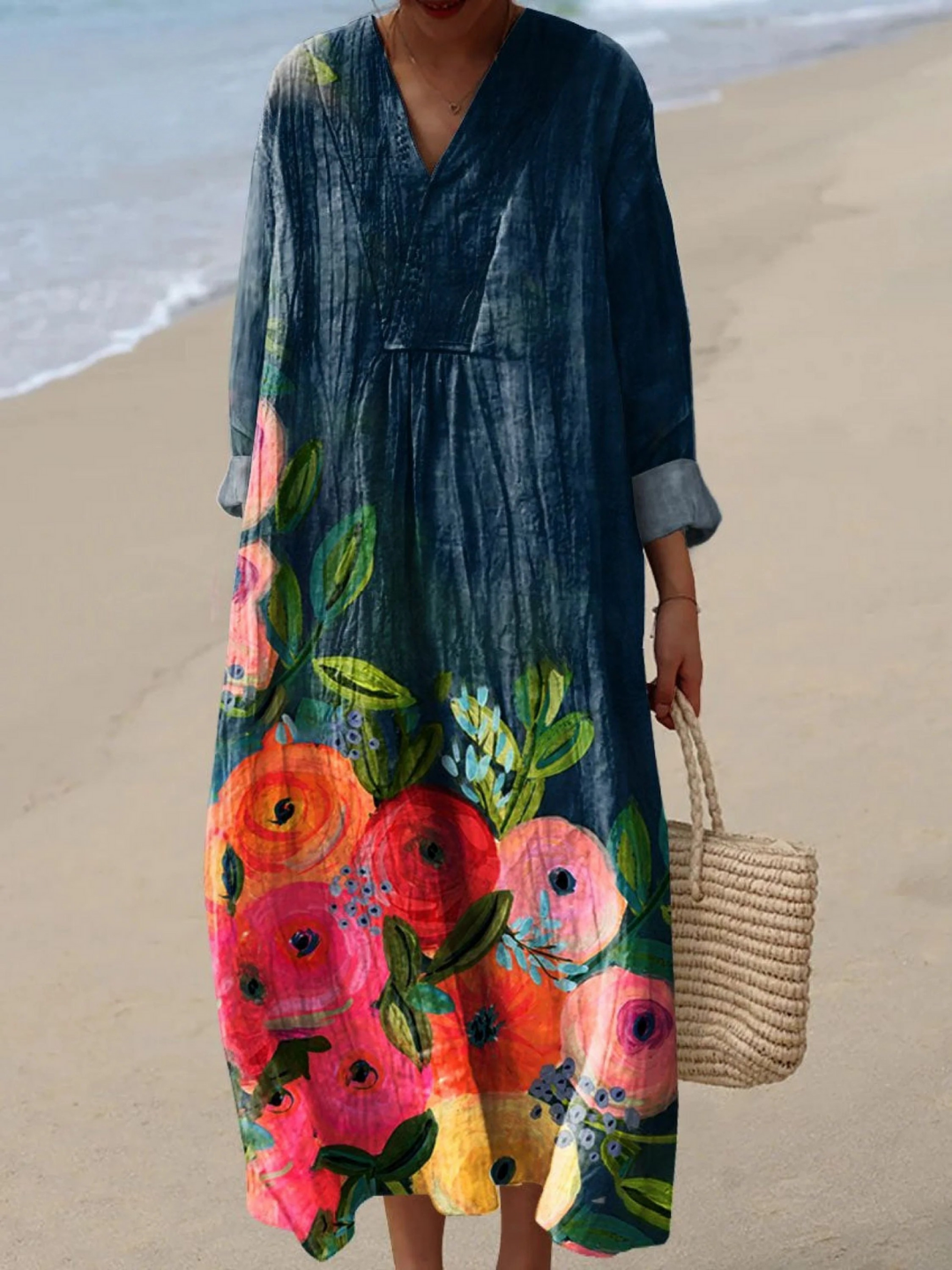 Evangeline | Stylish Flower Art Print Dress