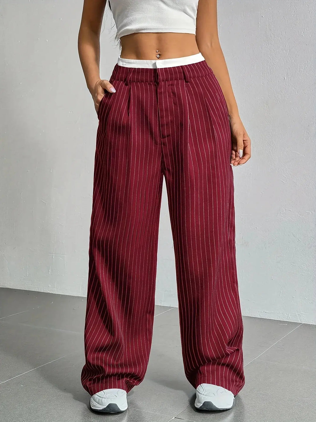 Grace | Casual Striped Wide Trousers
