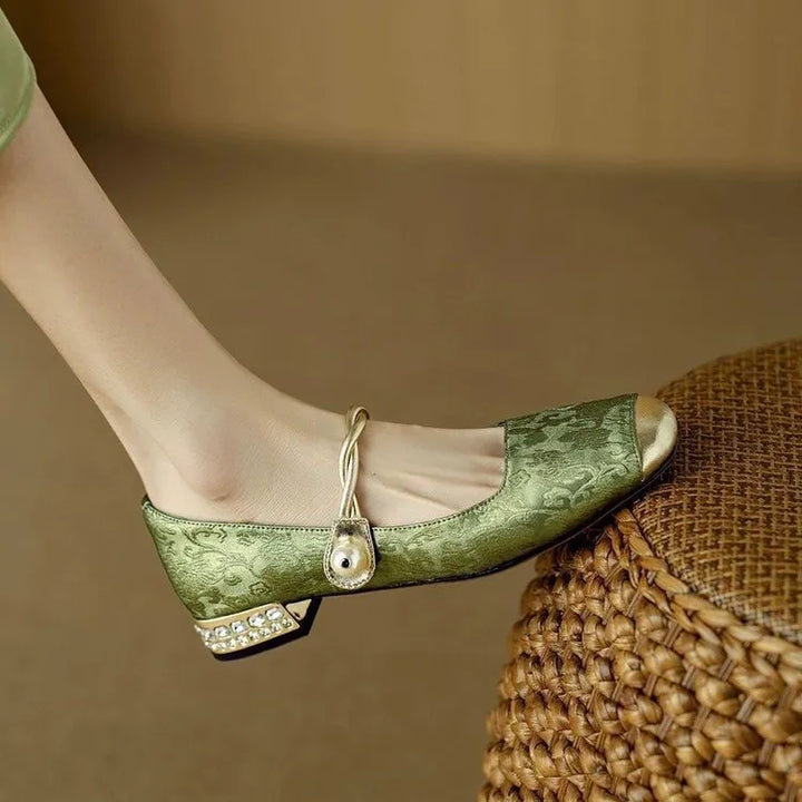 Camille | Vintage Braided Pearl Strap Shoes