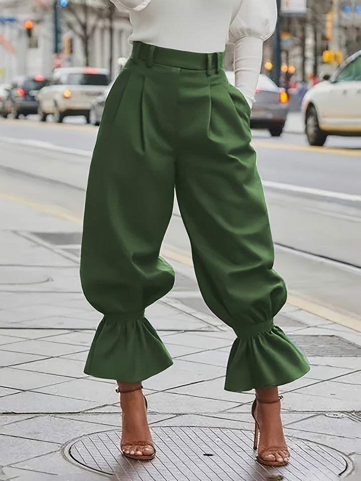 Maren | Ruffled-Hem Wide-Leg Trousers