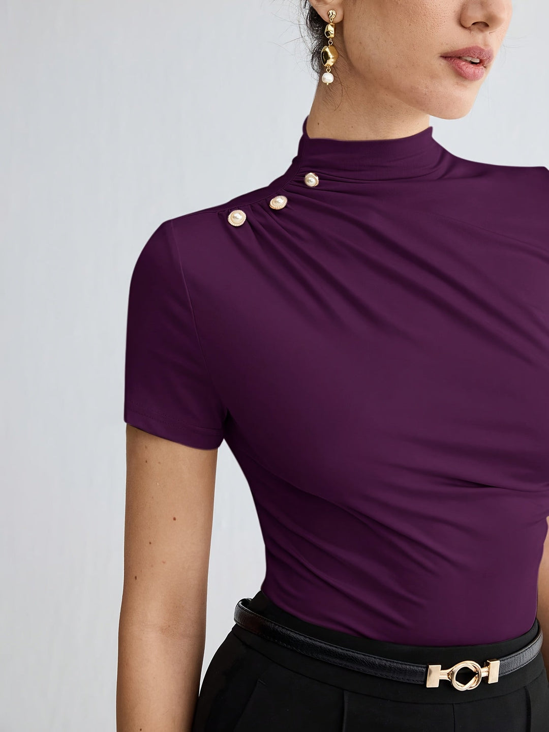 Sienna | Mock Neck Short-Sleeve Top