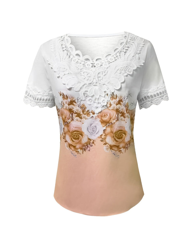 Constance | Lace-Trimmed Floral Top