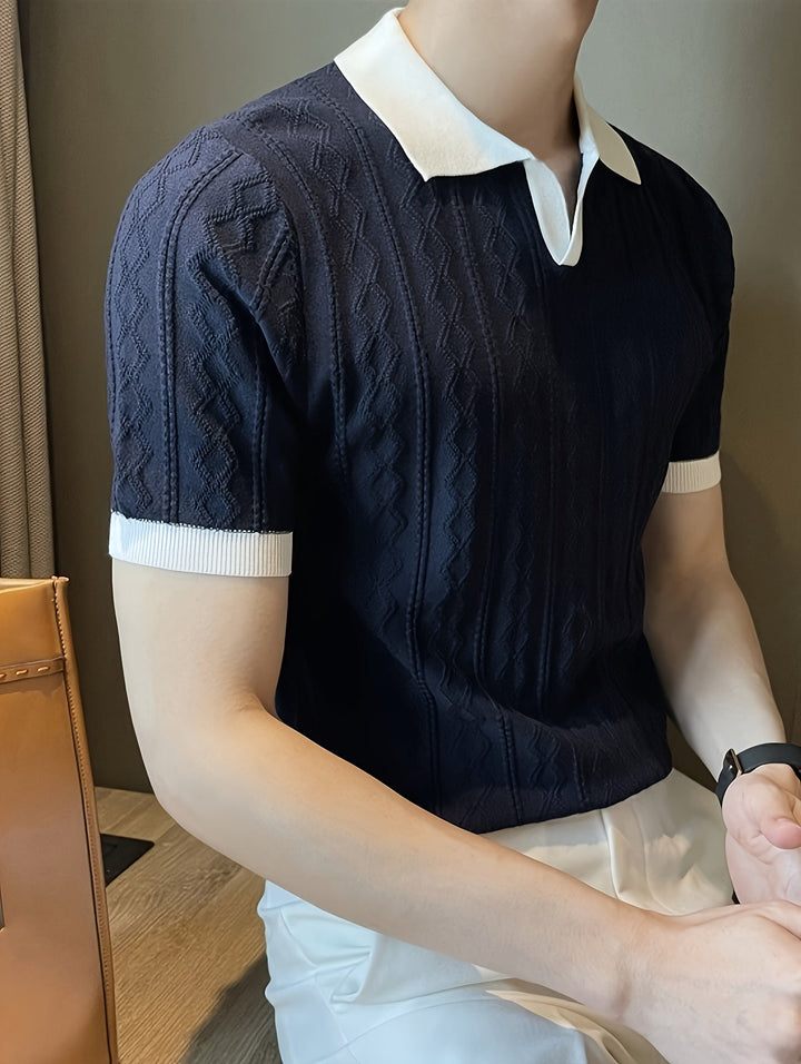 Barrett | Textured Contrast-Collar Polo Shirt