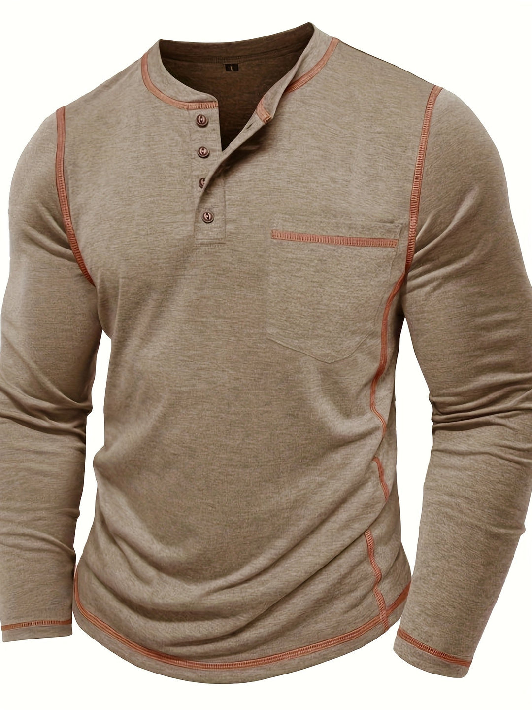 Reuben | Contrast-Stitch Long Sleeve Henley