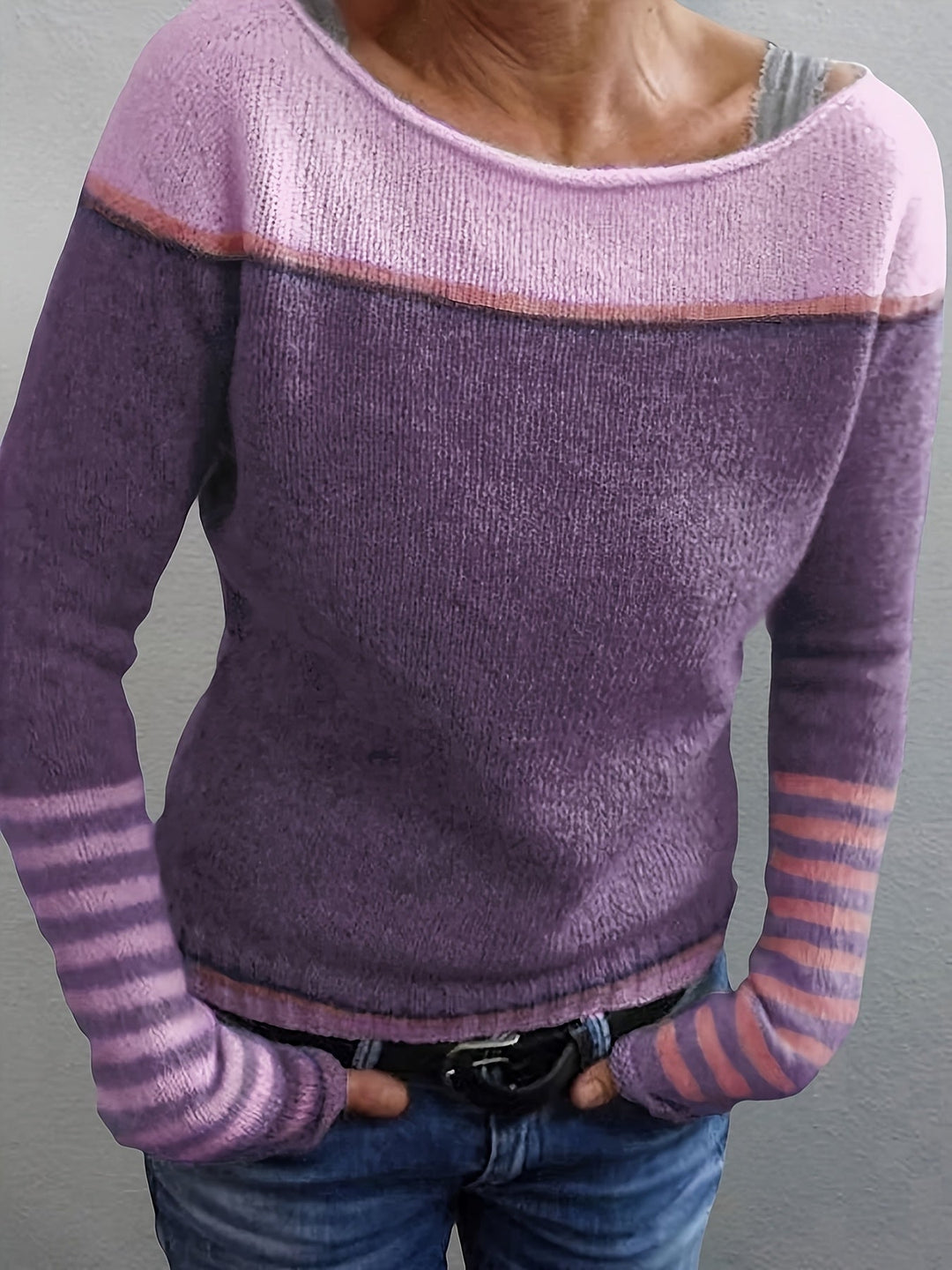 Francesca | colour-Block Boat Neck Jumper