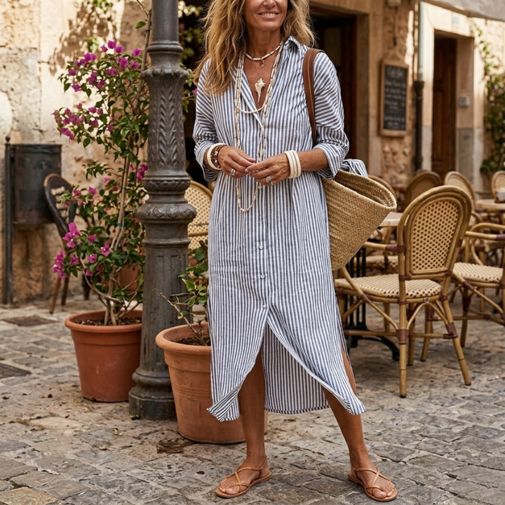 Sadie | Relaxed Striped Shirt Dress