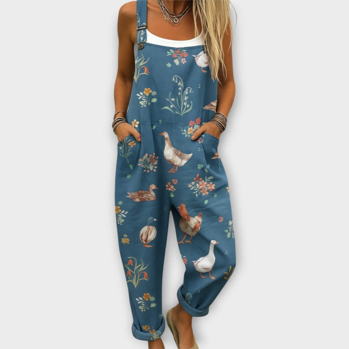 Noelle | Retro Elegant Floral Print Jumpsuit