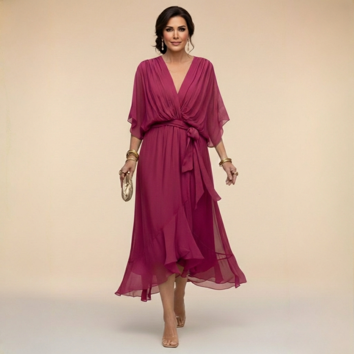 Abigail | Stylish Chiffon V-Neck Dress