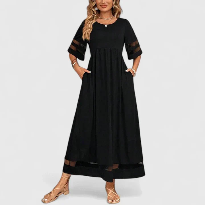 Portia | Elegant Round Neck Mid Sleeve Dress