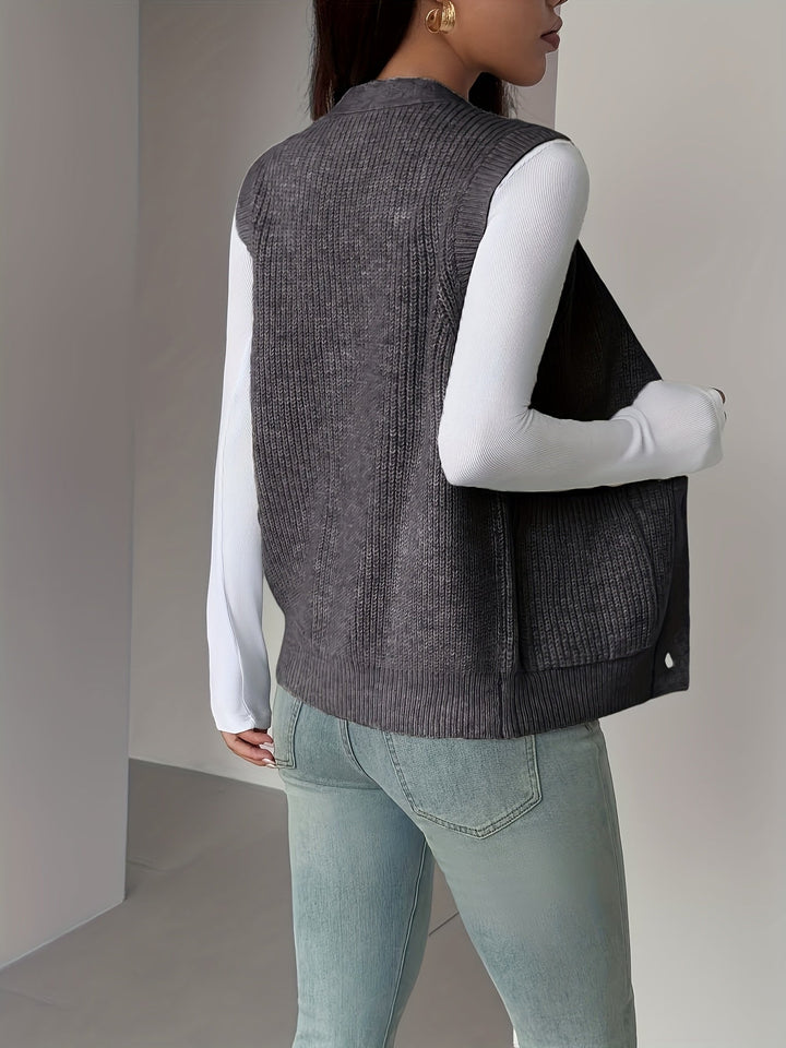 Miriam | Buttoned V-Neck Knit Vest