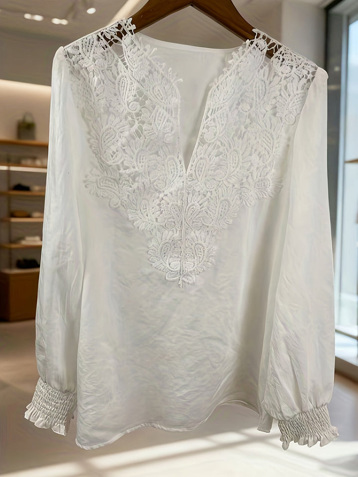 Delia | Embroidered V-Neck Blouse