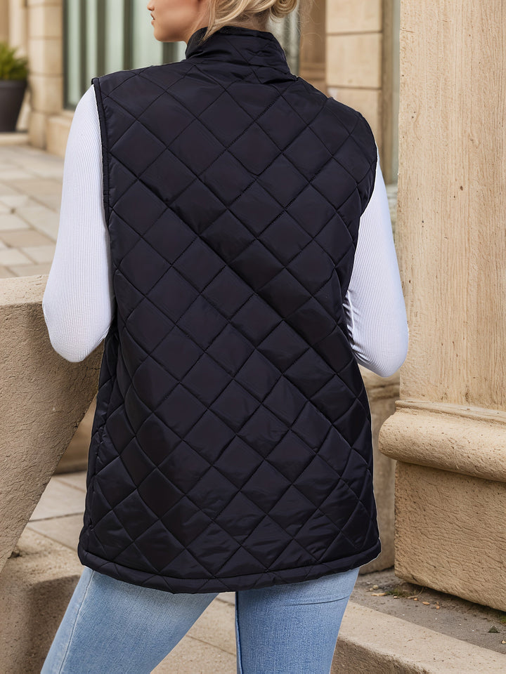 Eileen | Diamond-Quilted Longline Vest