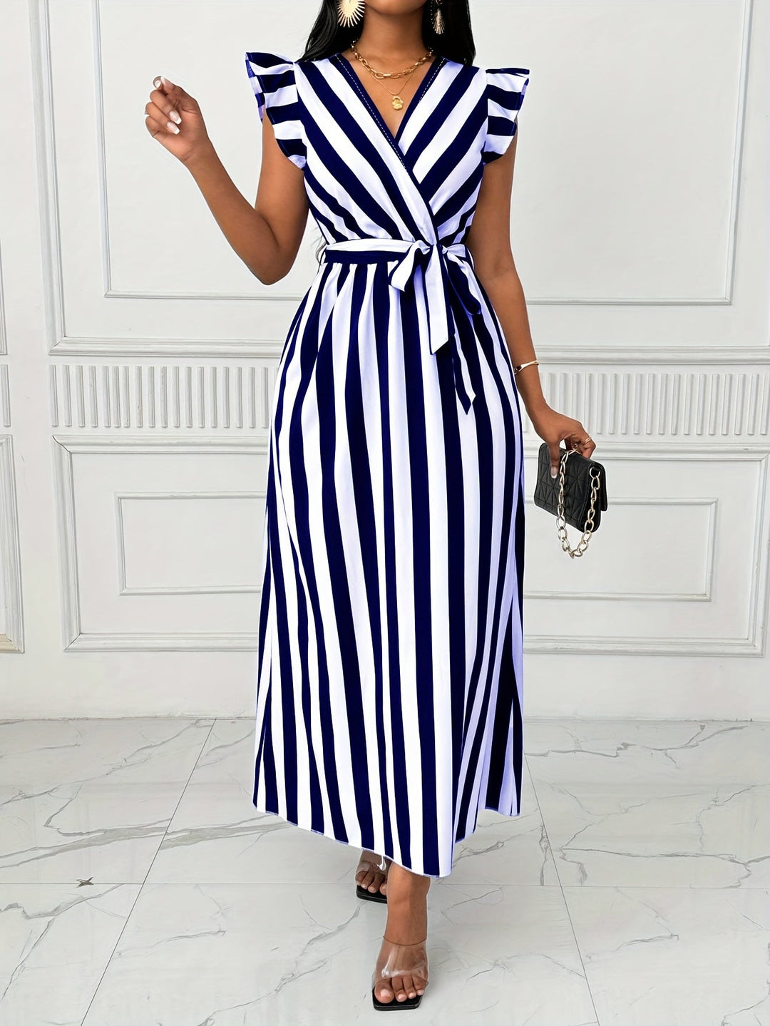 Cordelia | Ruffle-Sleeve Wrap Maxi Dress