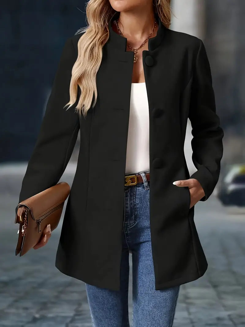 Juliette | Elegant Stand-Collar Button Coat