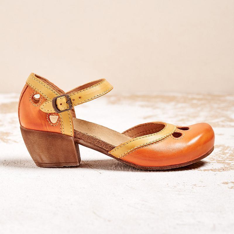 Felicity | Comfort Low-Heel T-Strap Sandals